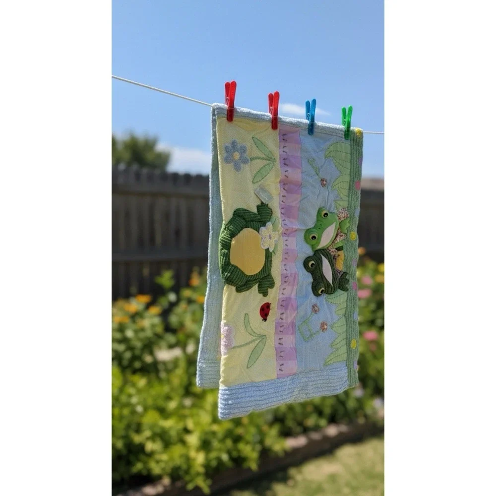 Rare Vintage Kiddy Leap Frog Baby Quilt With Pillow Tags Attached.